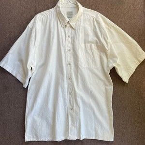 Hemptown Men’s Hemp Cotton Button Down Shirt XXL Ivory White Short Sleeve